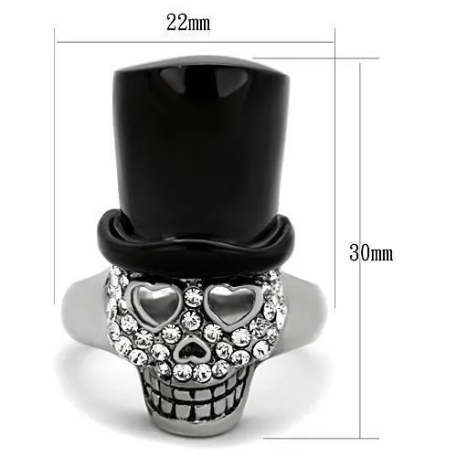 Rings Alamode TK1662 TwoTone IP Black Stainless Steel Ring with Top Grade Crystal in Clear