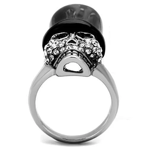 Rings Alamode TK1662 TwoTone IP Black Stainless Steel Ring with Top Grade Crystal in Clear