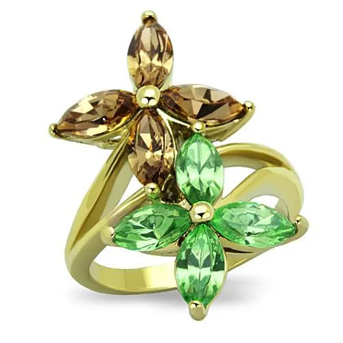 Rings Alamode TK1715 IP GoldIon Plating Stainless Steel Ring with Top Grade Crystal in Multi Color Rings Alamode TK1715 IP GoldIon Plating Stainless Steel Ring with Top Grade Crystal in Multi Color