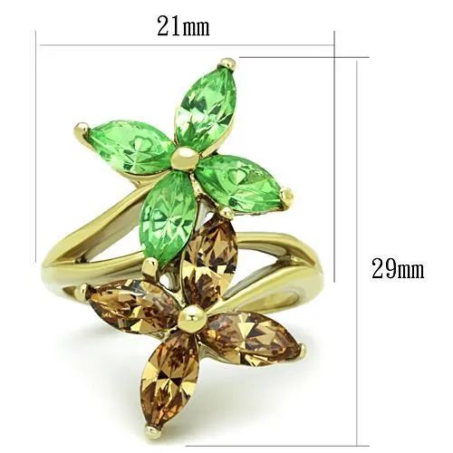 Rings Alamode TK1715 IP GoldIon Plating Stainless Steel Ring with Top Grade Crystal in Multi Color