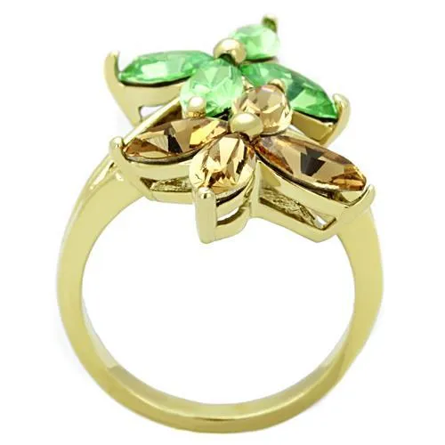 Rings Alamode TK1715 IP GoldIon Plating Stainless Steel Ring with Top Grade Crystal in Multi Color