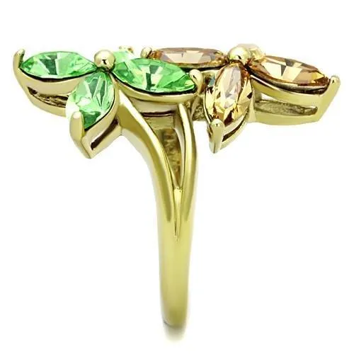 Rings Alamode TK1715 IP GoldIon Plating Stainless Steel Ring with Top Grade Crystal in Multi Color