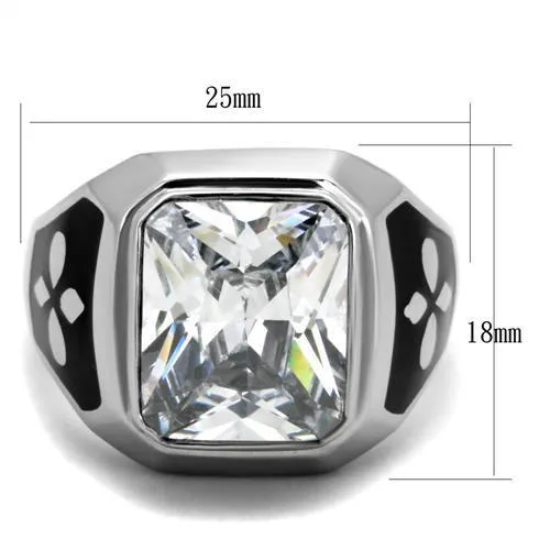 Rings Alamode TK1813 High polished no plating Stainless Steel Ring with AAA Grade CZ in Clear