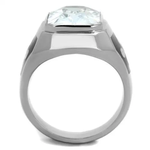 Rings Alamode TK1813 High polished no plating Stainless Steel Ring with AAA Grade CZ in Clear