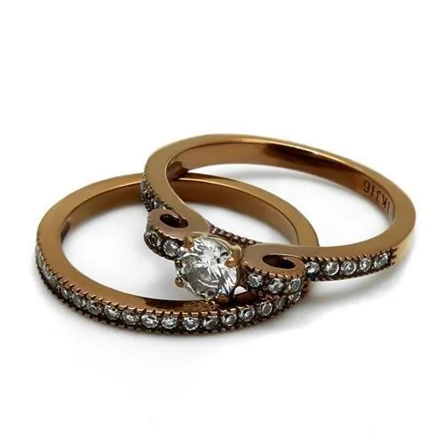 Rings Alamode TK2955 IP Coffee light Stainless Steel Ring with AAA Grade CZ in Clear