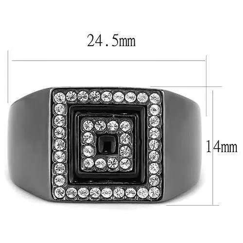 Rings Alamode TK3220 IP Light Black IP Gun Stainless Steel Ring with Top Grade Crystal in Clear