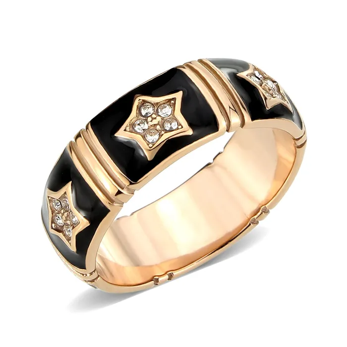 Rings Alamode TK3826 IP Rose GoldIon Plating Stainless Steel Ring with Top Grade Crystal in Clear Rings Alamode TK3826 IP Rose GoldIon Plating Stainless Steel Ring with Top Grade Crystal in Clear