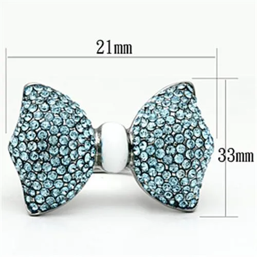 Rings Alamode TK653 High polished no plating Stainless Steel Ring with Top Grade Crystal in Sea Blue