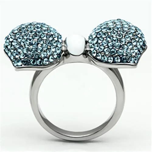 Rings Alamode TK653 High polished no plating Stainless Steel Ring with Top Grade Crystal in Sea Blue