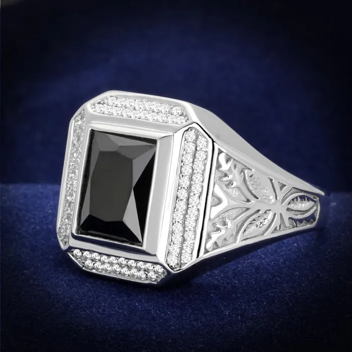 Rings Alamode TS224 Rhodium 925 Sterling Silver Ring with AAA Grade CZ in Black Diamond Rings Alamode TS224 Rhodium 925 Sterling Silver Ring with AAA Grade CZ in Black Diamond