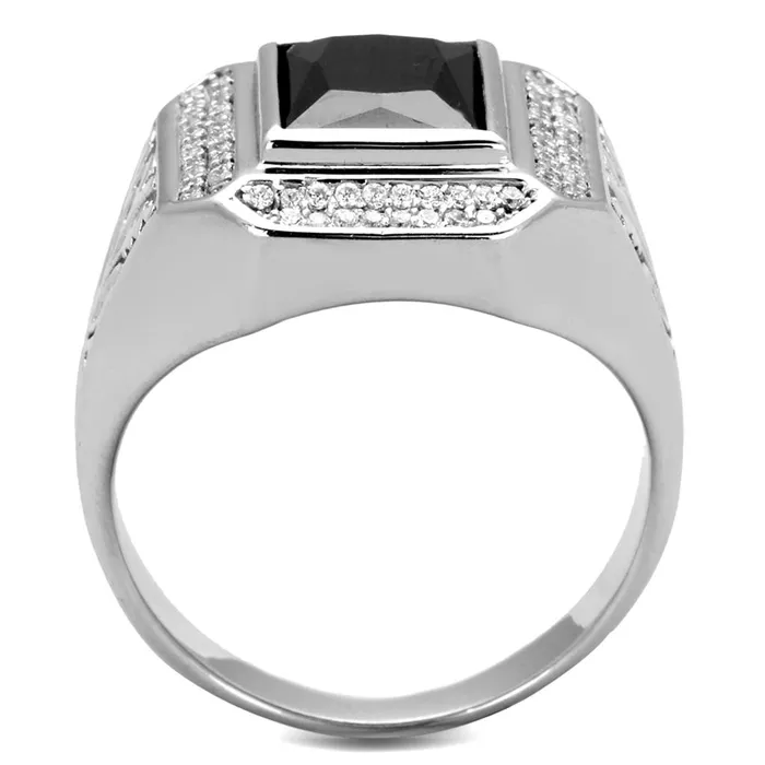 Rings Alamode TS224 Rhodium 925 Sterling Silver Ring with AAA Grade CZ in Black Diamond