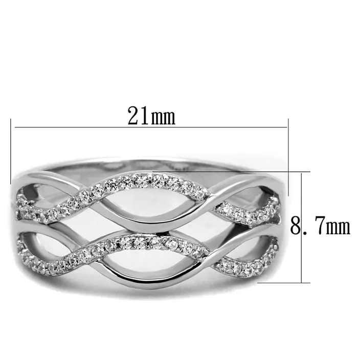 Rings Alamode TS266 Rhodium 925 Sterling Silver Ring with AAA Grade CZ in Clear