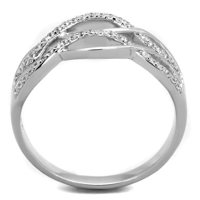 Rings Alamode TS266 Rhodium 925 Sterling Silver Ring with AAA Grade CZ in Clear