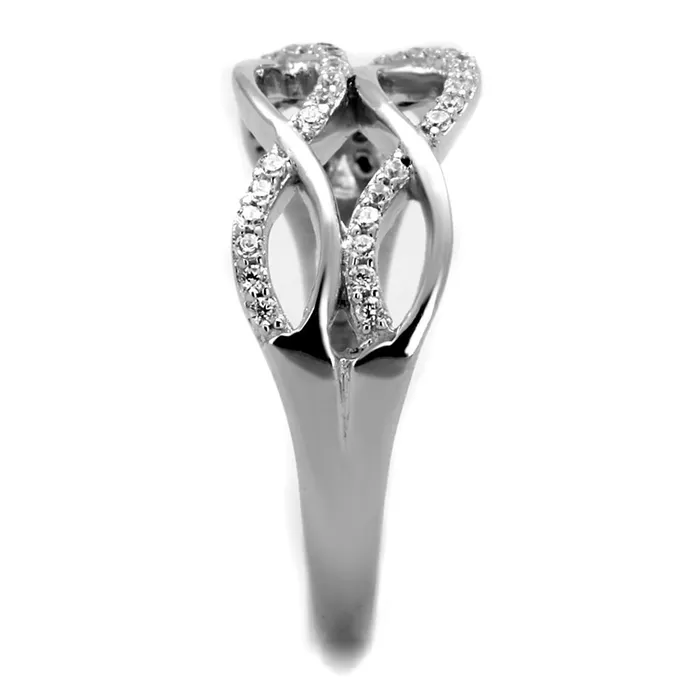 Rings Alamode TS266 Rhodium 925 Sterling Silver Ring with AAA Grade CZ in Clear