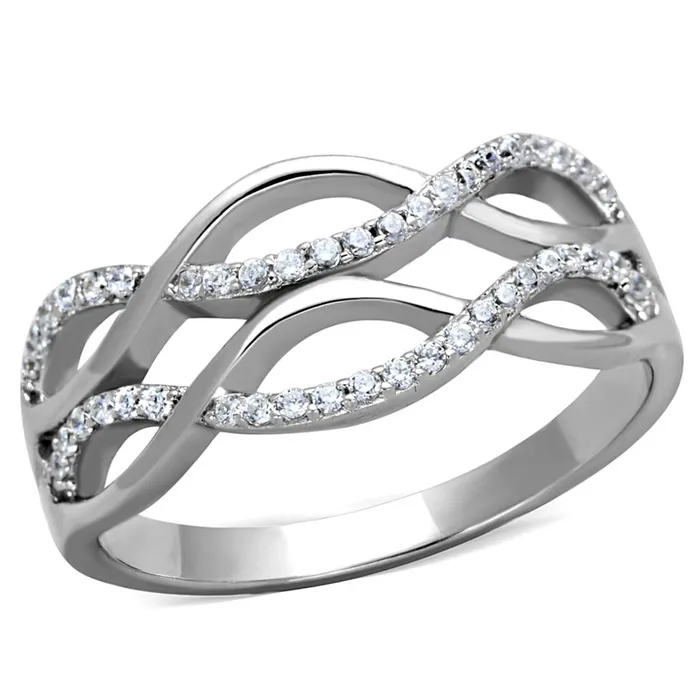 Rings Alamode TS266 Rhodium 925 Sterling Silver Ring with AAA Grade CZ in Clear