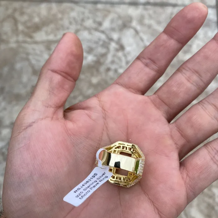 Rings AMERICAN TIME 14K Gold Plated 925 Sterling Silver Initial Letter Iced CZ Baguette Ring Rings AMERICAN TIME 14K Gold Plated 925 Sterling Silver Initial Letter Iced CZ Baguette Ring