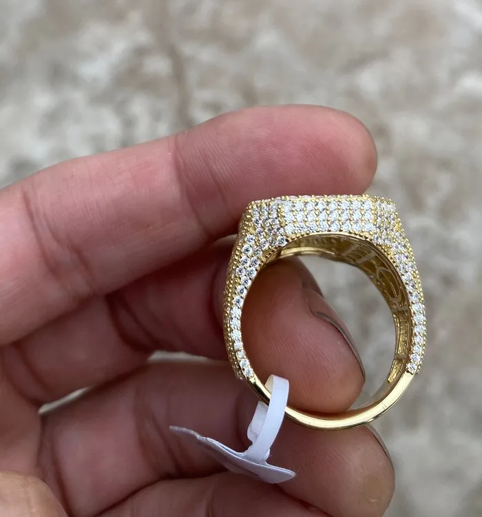 Rings AMERICAN TIME 14K Gold Plated 925 Sterling Silver Initial Letter Iced CZ Baguette Ring Rings AMERICAN TIME 14K Gold Plated 925 Sterling Silver Initial Letter Iced CZ Baguette Ring