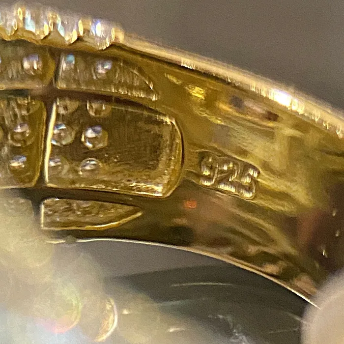 Rings AMERICAN TIME 14K Gold Plated 925 Sterling Silver Initial Letter Iced CZ Baguette Ring Rings AMERICAN TIME 14K Gold Plated 925 Sterling Silver Initial Letter Iced CZ Baguette Ring