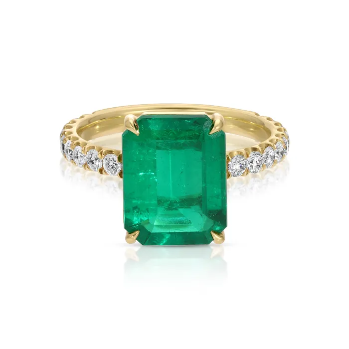 Rings anitako EMERALD CUT EMERALD RING WITH DIAMOND BAND
