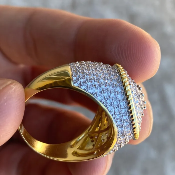 Rings Bling Cartel Admin Mens Big CZ Iced Flower Cluster Gold Finish Ring 20MM