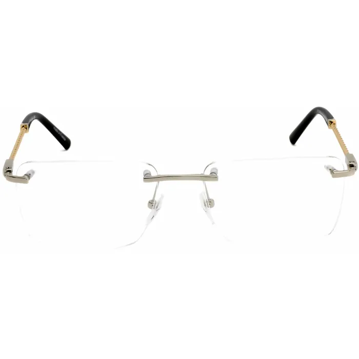 Rings Charriol Charriol Mens Eyeglasses Shiny SilverGold Rectangular Metal Frame PC75063 C02