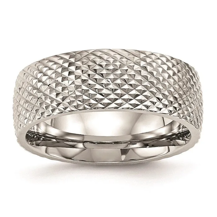 Rings Chisel Stainless Steel Polished Textured Ring Rings Chisel Stainless Steel Polished Textured Ring