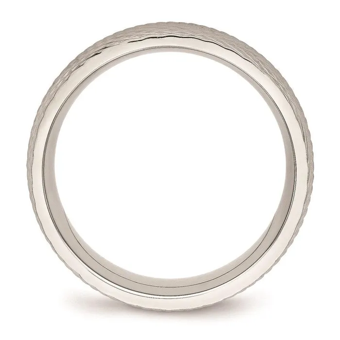 Rings Chisel Stainless Steel Polished Textured Ring Rings Chisel Stainless Steel Polished Textured Ring