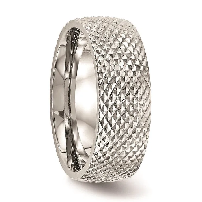 Rings Chisel Stainless Steel Polished Textured Ring Rings Chisel Stainless Steel Polished Textured Ring