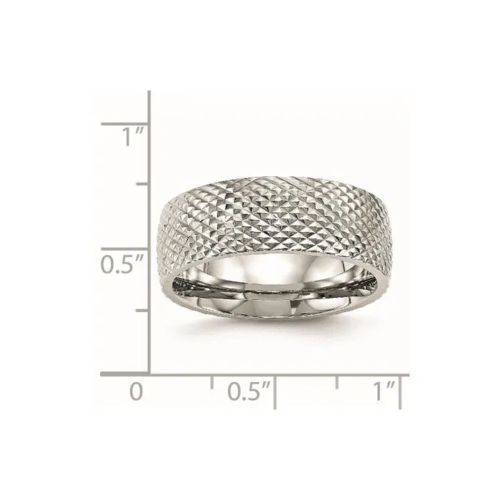 Rings Chisel Stainless Steel Polished Textured Ring Rings Chisel Stainless Steel Polished Textured Ring