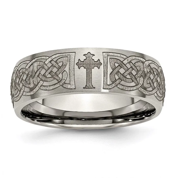 Rings Chisel Titanium 8mm Laser Design Brushed Band TB26K Rings Chisel Titanium 8mm Laser Design Brushed Band TB26K