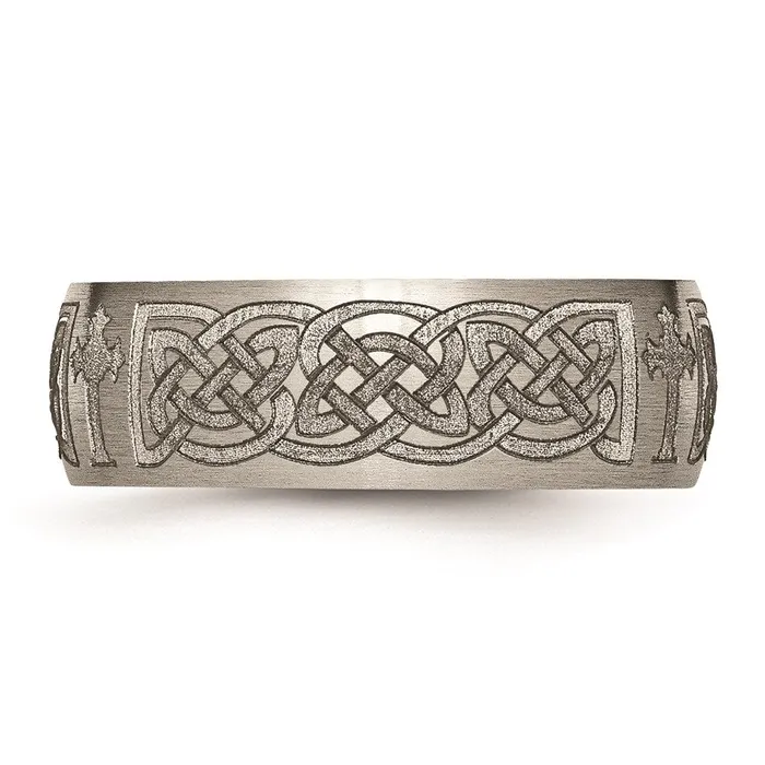 Rings Chisel Titanium 8mm Laser Design Brushed Band TB26K Rings Chisel Titanium 8mm Laser Design Brushed Band TB26K