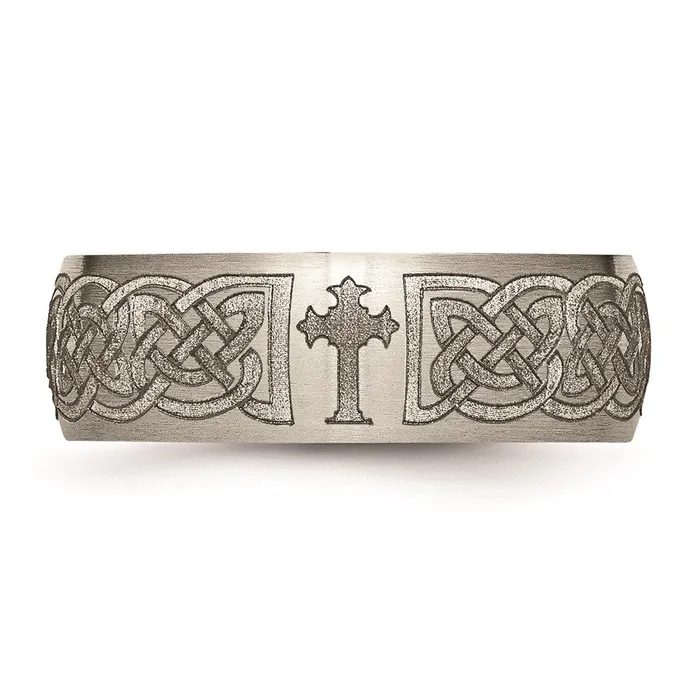 Rings Chisel Titanium 8mm Laser Design Brushed Band TB26K Rings Chisel Titanium 8mm Laser Design Brushed Band TB26K