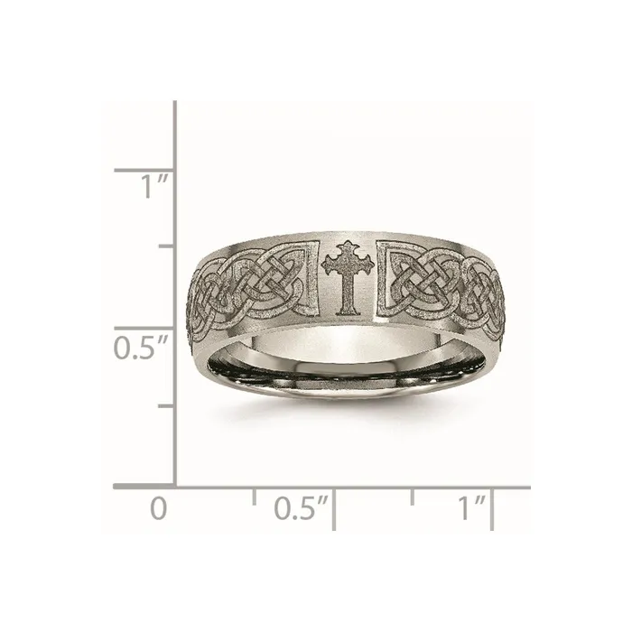 Rings Chisel Titanium 8mm Laser Design Brushed Band TB26K Rings Chisel Titanium 8mm Laser Design Brushed Band TB26K