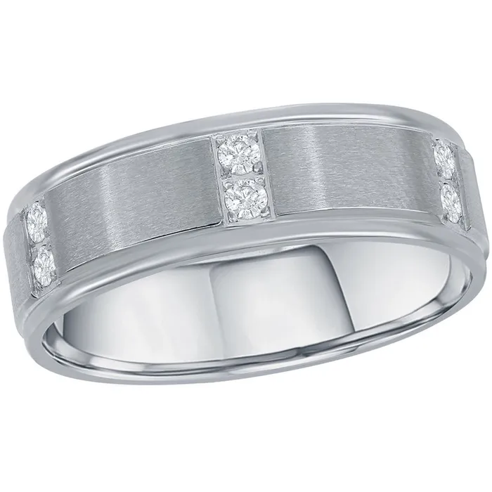 Rings Classic Mens Ring Stainless Steel Brushed and Polished CZ Size 9 SW21009 Rings Classic Mens Ring Stainless Steel Brushed and Polished CZ Size 9 SW21009