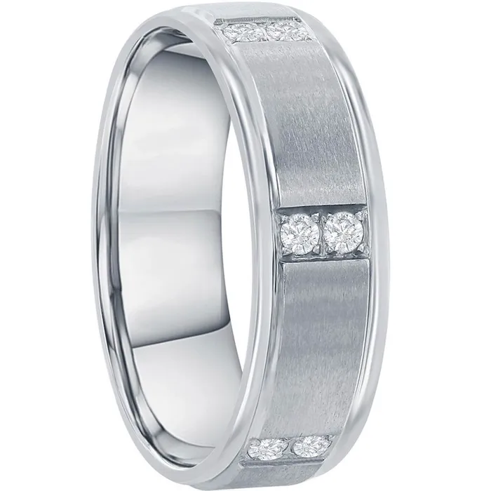 Rings Classic Mens Ring Stainless Steel Brushed and Polished CZ Size 9 SW21009 Rings Classic Mens Ring Stainless Steel Brushed and Polished CZ Size 9 SW21009