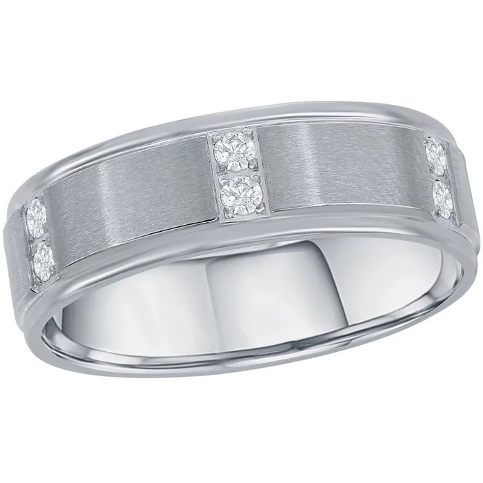 Rings Classic Mens Ring Stainless Steel Brushed and Polished CZ Size 9 SW21009 Rings Classic Mens Ring Stainless Steel Brushed and Polished CZ Size 9 SW21009