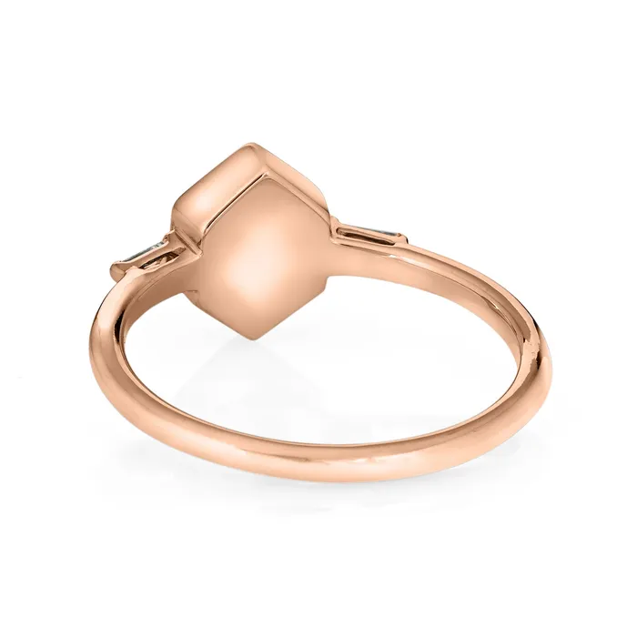 Rings closebymejewelry Baguette Diamond Band Cremation Ring in 14K Rose Gold with Hexagonal Setting