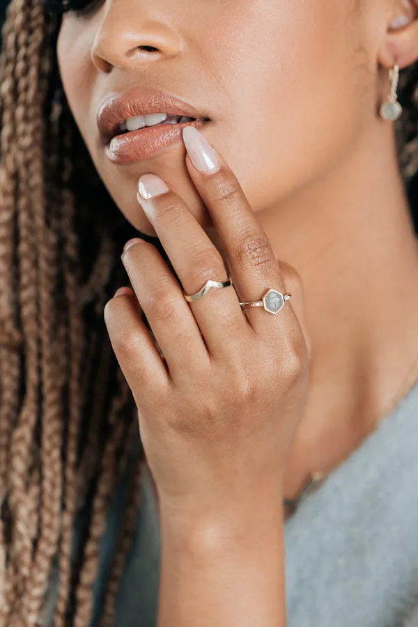 Rings closebymejewelry Baguette Diamond Band Cremation Ring in 14K Rose Gold with Hexagonal Setting