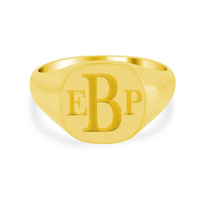 Rings deBebians Mens Square Signet Ring Small Laser Engraved Roman Monogram