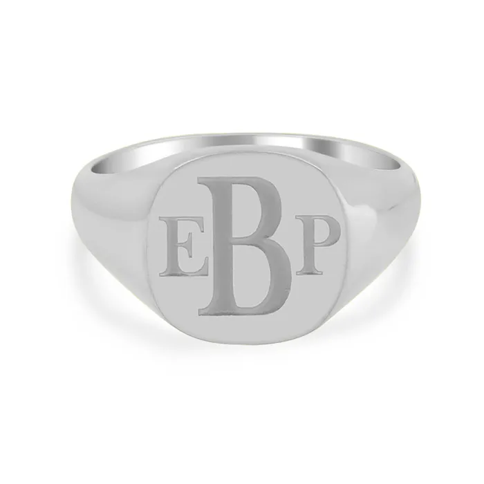 Rings deBebians Mens Square Signet Ring Small Laser Engraved Roman Monogram