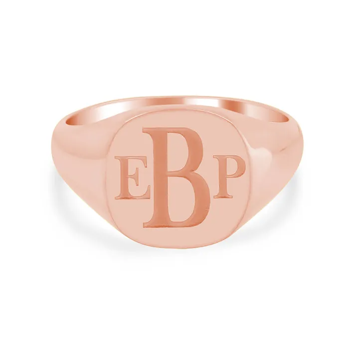 Rings deBebians Mens Square Signet Ring Small Laser Engraved Roman Monogram