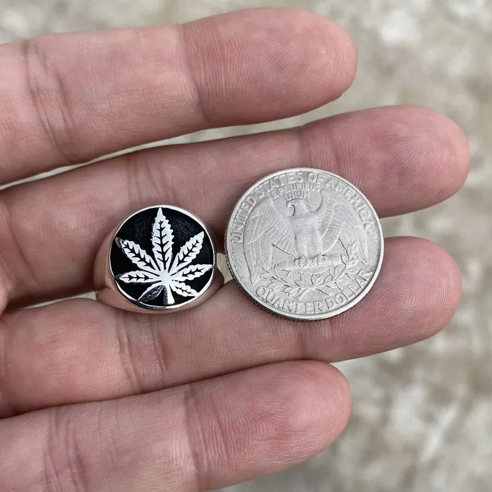 Rings Harlem Real 925 Sterling Silver Black Oxidized Weed Leaf Marijuana Ring Rings Harlem Real 925 Sterling Silver Black Oxidized Weed Leaf Marijuana Ring