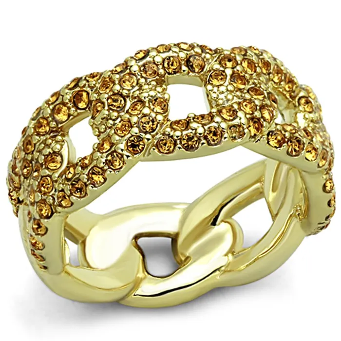 Rings LO3216 Gold Brass Ring with Top Grade Crystal in Smoked Quartz Alamode Rings LO3216 Gold Brass Ring with Top Grade Crystal in Smoked Quartz Alamode