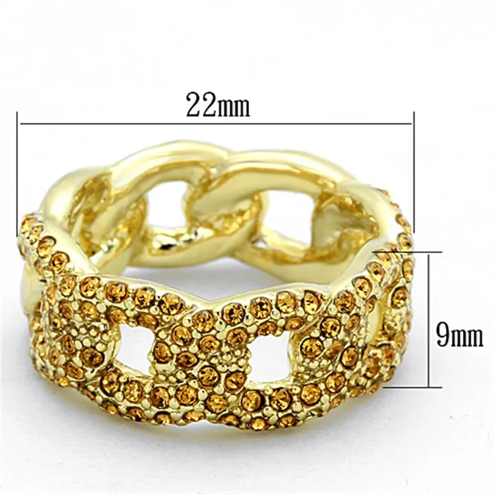 Rings LO3216 Gold Brass Ring with Top Grade Crystal in Smoked Quartz Alamode