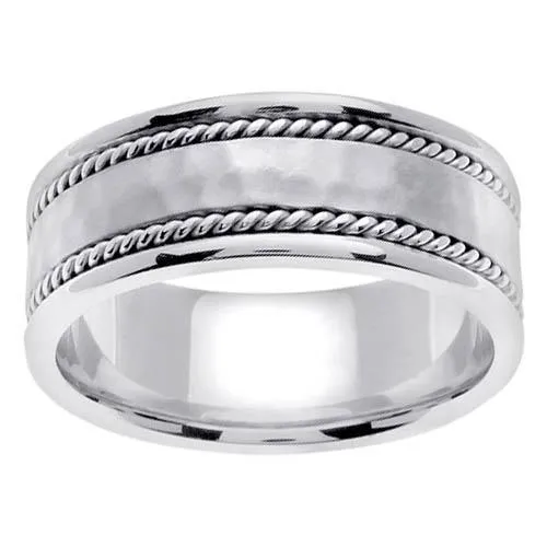 Rings Platinum Wedding Band for Men 8mm Comfort Fit Handmade deBebians
