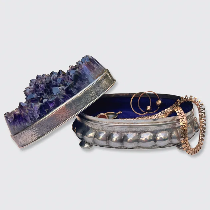 Rings Silver Amethyst Geode Jewellery Box 21stfinds