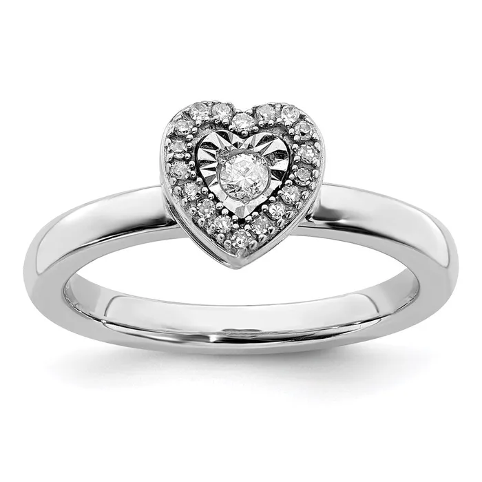 Rings Stackable Expressions Sterling Silver Stackable Expressions Heart Diamond Ring QSK331