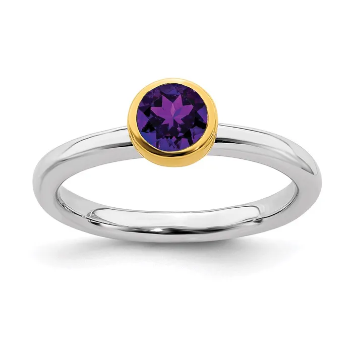 Rings Stackable Expressions Sterling Silver Stackable Expressions wGoldplated Amethyst Ring QSK1876 Rings Stackable Expressions Sterling Silver Stackable Expressions wGoldplated Amethyst Ring QSK1876