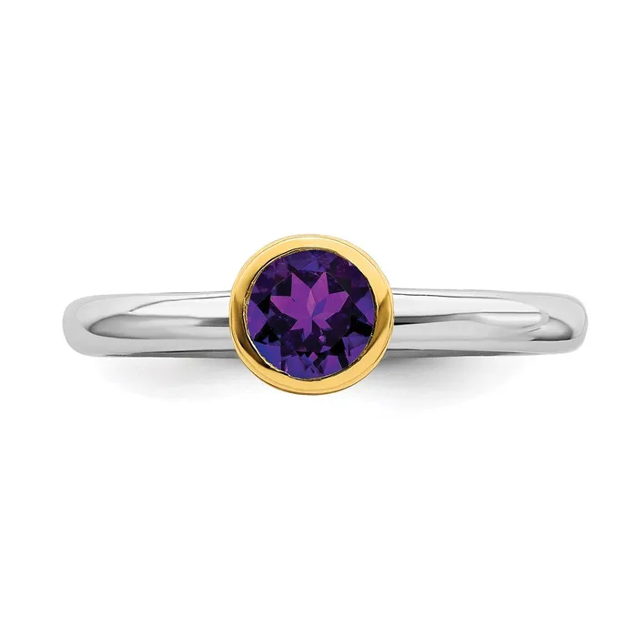 Rings Stackable Expressions Sterling Silver Stackable Expressions wGoldplated Amethyst Ring QSK1876 Rings Stackable Expressions Sterling Silver Stackable Expressions wGoldplated Amethyst Ring QSK1876