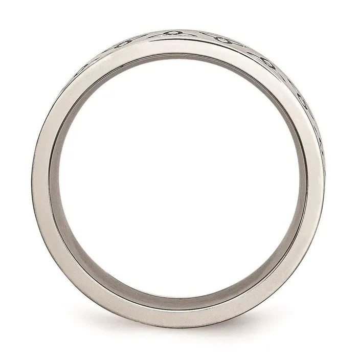 Rings Stainless Steel Engraved Trinity Symbol Brushed 6mm Band Chisel Rings Stainless Steel Engraved Trinity Symbol Brushed 6mm Band Chisel